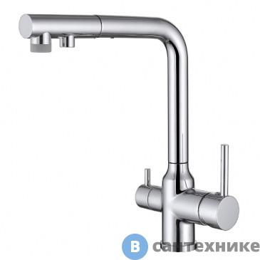 картинка Смеситель ABBER Emotion AF8814 для кухни с подключением фильтра и выдвижной лейкой, хром