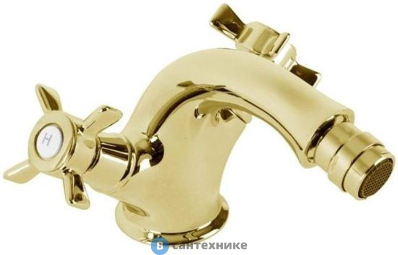 Смеситель Cezares LORD-BS1-03/24 на биде c донным клапаном золото, ручки золото