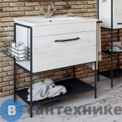 Тумба Sanflor БРУКЛИН-75 дуб крафт белая, под умывальник ОСКАР-75 (С02707)