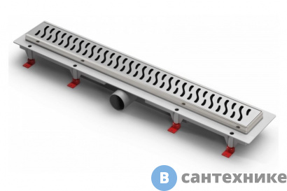 картинка Водоотводящий пластиковый желоб AZARIO D40 (боковой слив) c рамкой из нерж. стали, с решеткой Harmony 750 мм (AZ-CH 750 HN)
