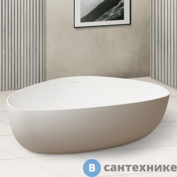 картинка Ванна ABBER Stein AS9608 180*130 из искусственного камня, белая матовая