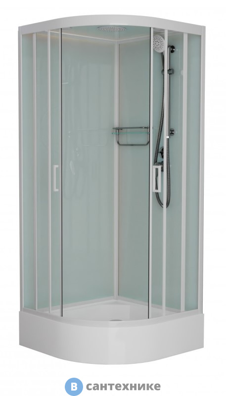 Душевая кабина Frank F400/1 М White средний поддон матовое стекло