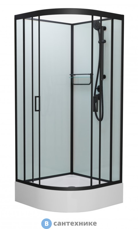 Душевая кабина Frank F400/1 М  Black средний поддон б/к (без крыши) матовое стекло