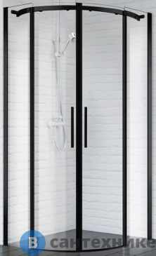 картинка Душевой уголок BelBagno ACQUA-R-2-100-C-NERO (1000x1000) (985-1000)x(985-1000)x1950 без поддона