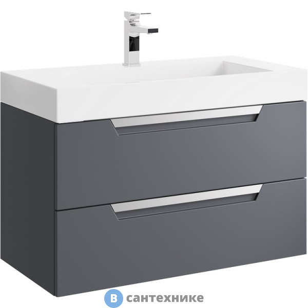 Тумба под раковину Aqwella CUBE 90 CUB0109GR (подвесная, серый матовый)