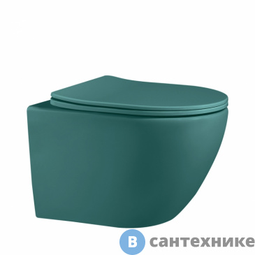 картинка Унитаз подвесной ABBER Bequem AC1101MBG темно-зеленый матовый, безободковый