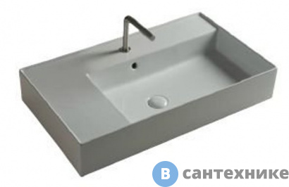 картинка Раковина TECLA TWENTY TW07011 чаша справа, белый глянцевый, 81x46x12,5