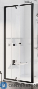 картинка Душевой уголок Ravak Pivot PDOP1-80 черный + транспарент (03G40300Z1) без поддона
