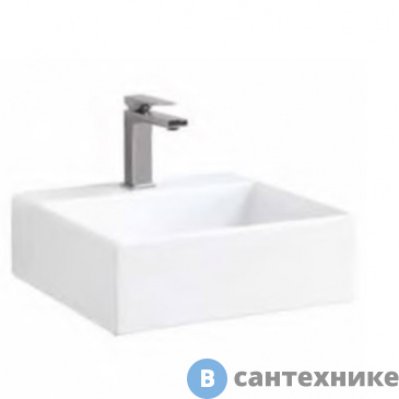 картинка Раковина ArtCeram QUADRO накладная/подвесная 50х48 см, с 1 отв под смеситель, со слив переливом, белый (QUL002 01 00)