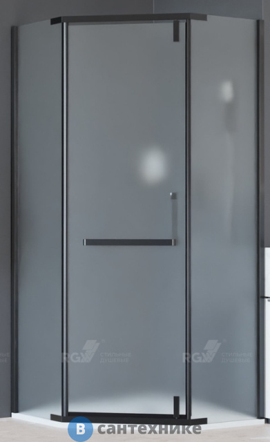 Душевой уголок RGW HO-081-B 100*100*195 трапеция/чёрный/сатинат/8 мм (350608100-24) без поддона