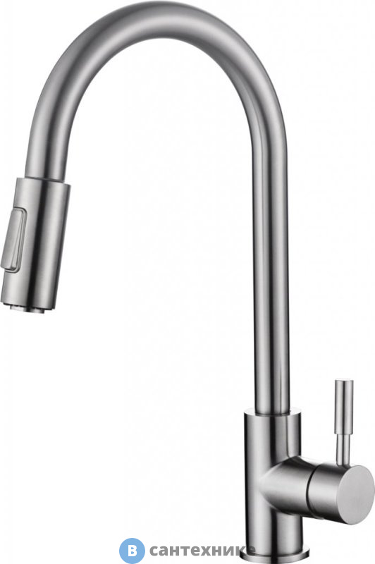 Смеситель BelBagno BB-LAM31A-IN для кухни двухрежимный, нержавеющая сталь, исполнение сатин