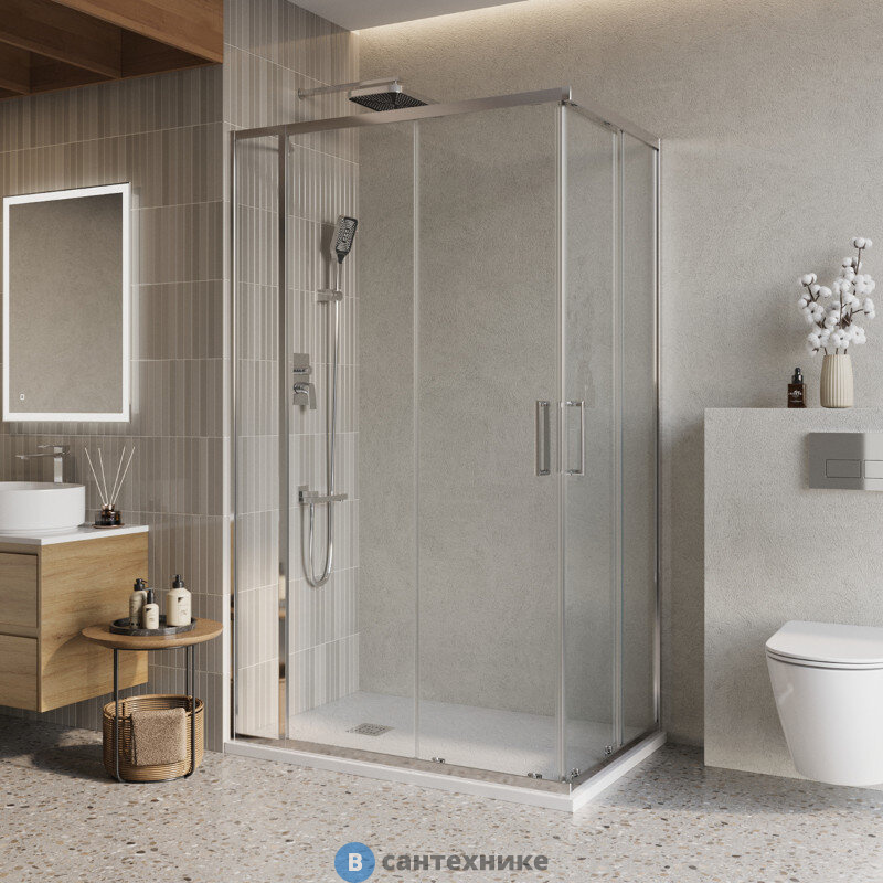 Душевой уголок BelBagno LUCE-AH-21-100/80-C-Cr (1000x800x1950), без поддона