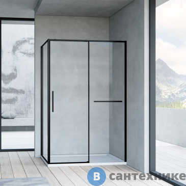 картинка Душевой уголок Vincea Slim Soft VSR-1SS1012CLB, 1200*1000, черный, стекло прозрачное