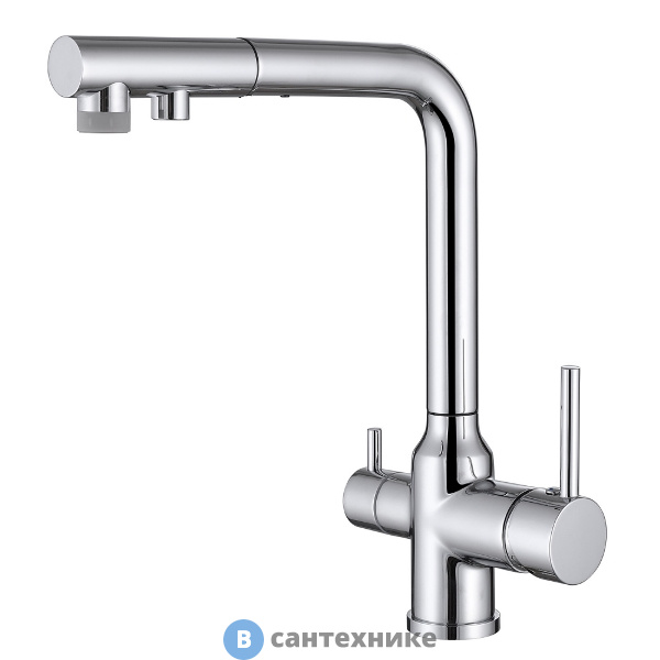 Смеситель ABBER Emotion AF8814 для кухни с подключением фильтра и выдвижной лейкой, хром