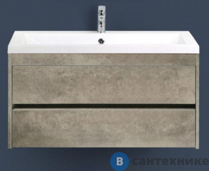 картинка Тумба под раковину Art & MAX FAMILY Family-1000-2C-SO-CV подвесная с двумя выкатными ящиками, Cemento Veneto, 1000x480x550