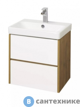 картинка Тумба под раковину Акватон Сканди 55 Белый/Дуб Рустикальный (1A251701SDZ90)