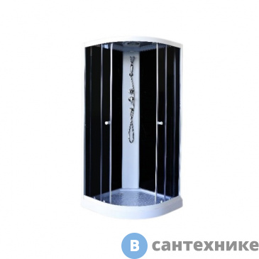 картинка Душевая кабина Parly EC1031 (100*100*210) низкий поддон, заднее стекло чёрное, тонированные передние стекла