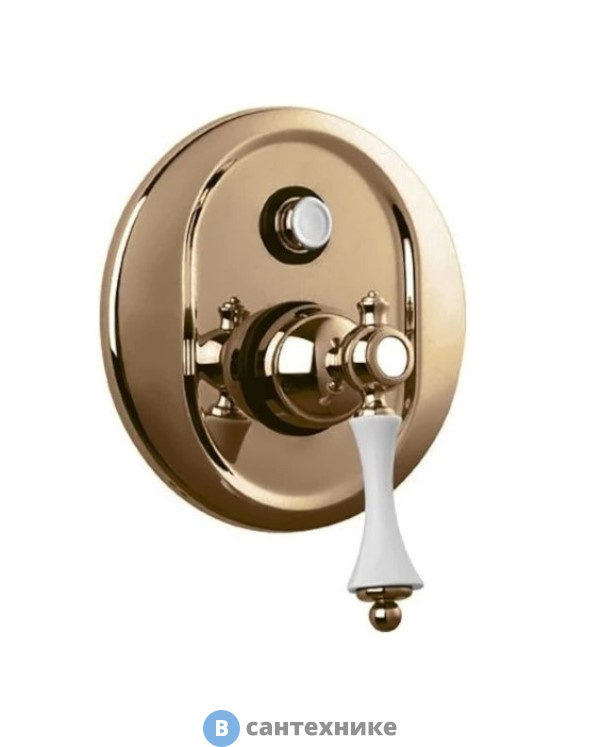 Смеситель Cezares MARGOT-VDIM-02-Bi встраиваемый однорычажный для душа с переключателем, бронза, ручка белая