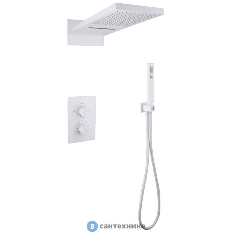Душевая система ABBER Weiss Insel AF8052W скрытого монтажа без излива, термостат, белый