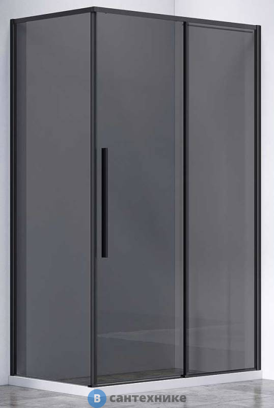 Душевой уголок Vincea Slim-N VSR-4SN8012CGB, 1200*800, черный, стекло тонированное, без поддона