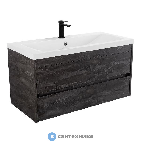 Тумба под раковину Art & MAX FAMILY-M Family-M-1000-2C-SO-IS подвесная с двумя выкатными ящиками, Iron Stone, 1000x480x550