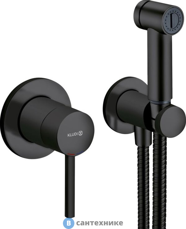 Смеситель Kludi Bozz 389983976 с гигиеническим душем, чёрный матовый