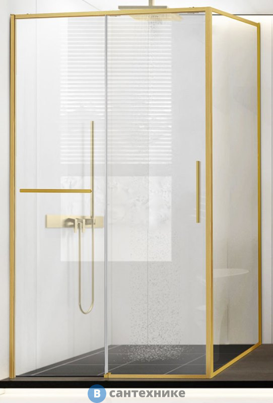Душевой уголок Vincea Slim Soft VSR-1SS9012CLG, 1200*900, брашированное золото, стекло прозрачное, без поддона