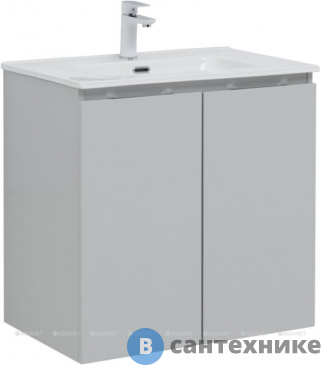 картинка Тумба под раковину Aquanet Алвита new 70 подвесная 2 дв. серый (303903)