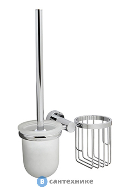 Держатель WasserKRAFT Donau K-9435 освежителя и щетки для унитаза металл, хромоникелевое покрытие, матовое стекло