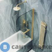 Шторка для ванны поворотная на монопетле MaybahGlass 1400*800 Стекло 6 мм Сатин +Полотенцесушитель (MGV-793-3)