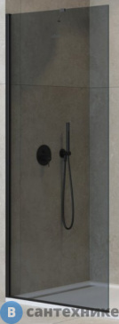 картинка Душевая перегородка Cezares LIBERTA-L-1-TB-100-GR-NERO универсальная с односторонним входом, стекло графит, профиль чёрный, 1000x1950 мм