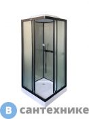 Душевая кабина Parly FQ811B (80*80*210) низ. поддон 10 см., квадратная кабина, матовое стекло, чёрный профиль