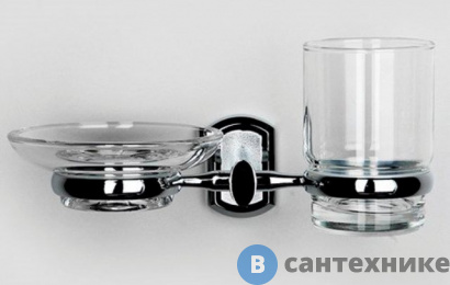 картинка Держатель стакана и мыльницы WasserKRAFT Oder K-3026 металл, хромоникелевое покрытие, прозрачное стекло