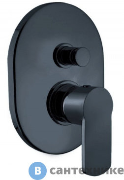 картинка Смеситель Cezares GLAM-VDIM-NOP встраиваемый, однорычажный для душа с переключателем на 2 выхода, чёрный матовый