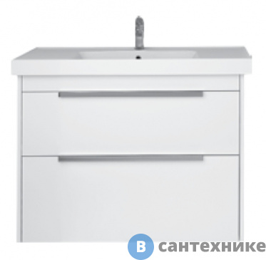 картинка Тумба под раковину Dreja PRIME 70 подвесная/напольная, 2 ящика, белый глянец (99.9301)