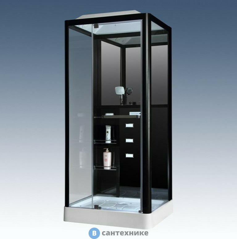 Душевая кабина Loranto CS 126-3A L 90*100*215 см чёрная (левая)