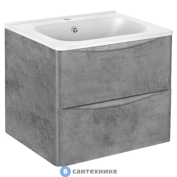 Тумба под раковину Vincea Paola 600 подвесная, 2 выкатных ящика soft close, Beton (VMC-2P600BT)