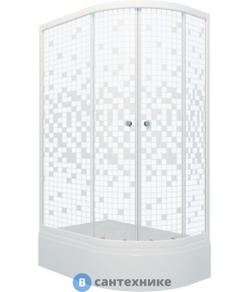 Душевой уголок Тритон Коралл 120*80 В лев., 1/4 круга, сред. подд., белый, мозаика (DK237)