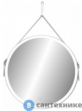 картинка Зеркало с подсветкой Art & MAX Milan D650 на ремне из натуральной белой кожи AM-Mil-650-DS-F