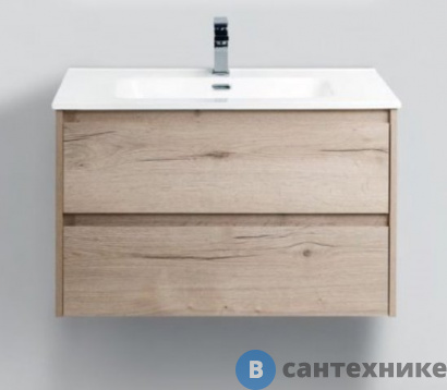 картинка Тумба под раковину BelBagno 81 см KRAFT-800-2C-SO-RGB подвесная с двумя выкатными ящиками, Rovere Galifax Bianco
