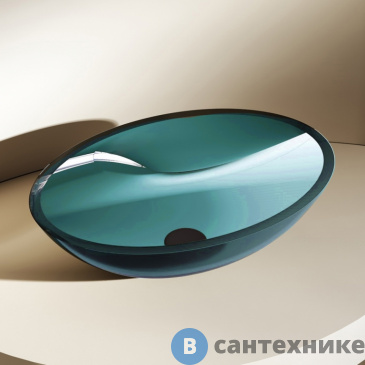 картинка Раковина ABBER Kristall AT2802Aquamarin накладная прозрачная бирюзовая