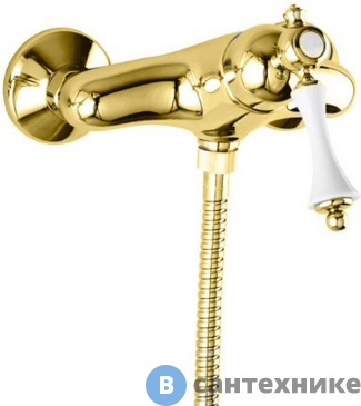 картинка Смеситель Cezares MARGOT-DM-03/24-Bi для душа однорычажный, золото, ручка белая