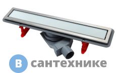 Душевой трап Pestan Confluo Premium Line 650 13000283 650 мм линейный, двухсторонняя модель - белое стекло/ матовый хром без перфорации, рамка - матовый хром