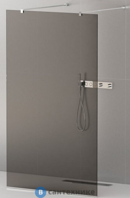 Душевая перегородка Cezares LIBERTA-L-2-90-120-GR-Cr с возможностью двустороннего входа, стекло графит, профиль хром, 900x1200x1950 мм