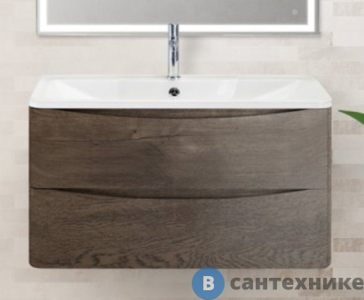картинка Тумба под раковину BelBagno 90 см ACQUA-900-2C-SO-RNG подвесная с двумя выкатными ящиками, Rovere Nature Grigio