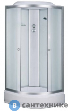 картинка Душевая кабина Aquarius ECO-5 White средний поддон 90*90*215 матовое стекло, проф. серебро