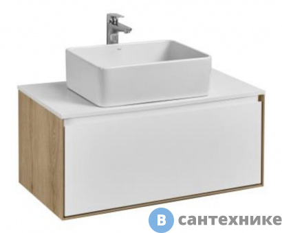 картинка Тумба под раковину Акватон Либерти 70 1 ящик Дуб Эльвезия/Белый глянец (1A279801LYC70)