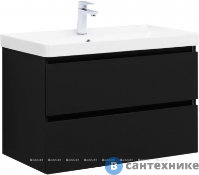 картинка Тумба под раковину Aquanet Вега 2.0 80 черный (337955)