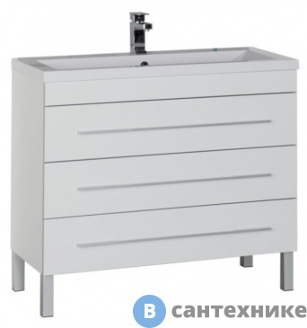 картинка Тумба под раковину Aquanet Верона 100 напольная с 3-мя ящ. белый (178471)