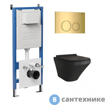 картинка Комплект 3 в 1: Grossman инсталляция 900.K31.01.000+клавиша 700.K31.01.300.300 золото глянц+унитаз GR-4440BMS